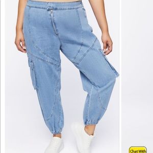 Forever 21 Denim Cargo Jogger Pant